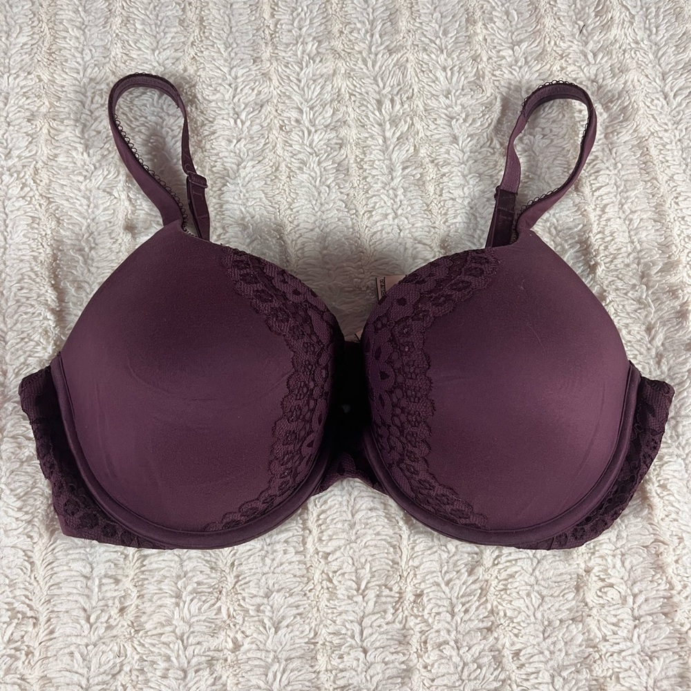 Victoria’s Secret Lacey Push Up Bra Muted Purple 36D NWOT